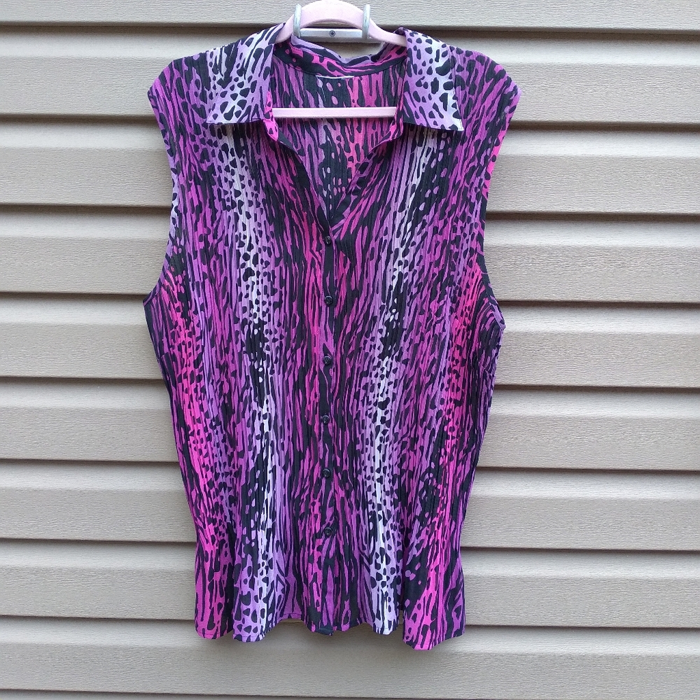 Purple Leopard Animal Print 22/24 Sleeveless Blouse Top